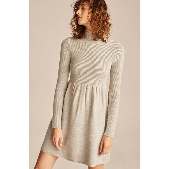 Rebecca Taylor NWOT Turtleneck Peplum Sweater Dress Gray Size M